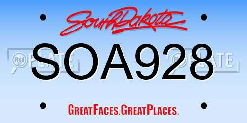 SOA928 South Dakota License Plate