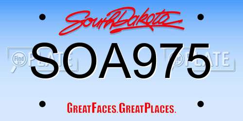 SOA975 South Dakota License Plate