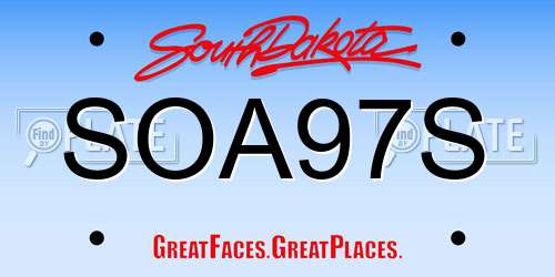 SOA97S South Dakota License Plate