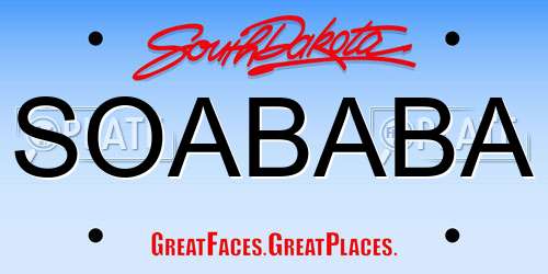 SOABABA South Dakota License Plate
