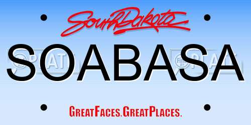 SOABASA South Dakota License Plate