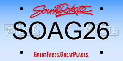 SOAG26 South Dakota License Plate