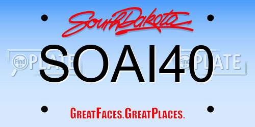 SOAI40 South Dakota License Plate