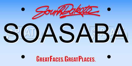 SOASABA South Dakota License Plate
