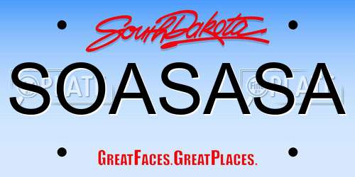 SOASASA South Dakota License Plate