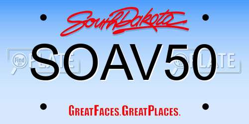 SOAV50 South Dakota License Plate
