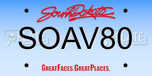 SOAV80 South Dakota License Plate