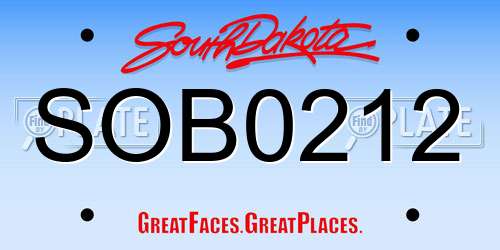 SOB0212 South Dakota License Plate