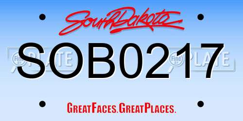SOB0217 South Dakota License Plate