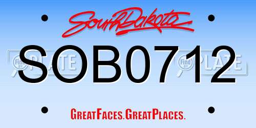 SOB0712 South Dakota License Plate