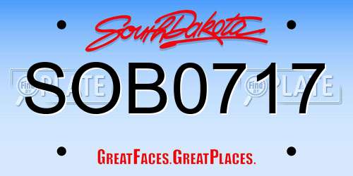 SOB0717 South Dakota License Plate