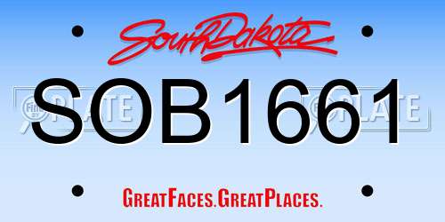 SOB1661 South Dakota License Plate