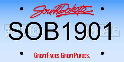 SOB1901 South Dakota License Plate