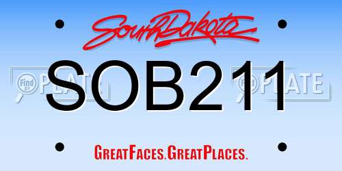 SOB211 South Dakota License Plate