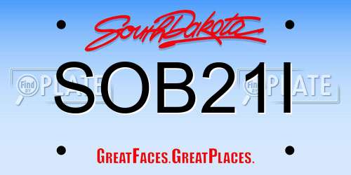 SOB21I South Dakota License Plate