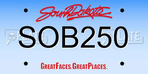 SOB250 South Dakota License Plate