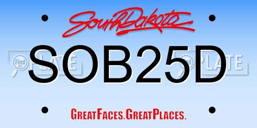 SOB25D South Dakota License Plate