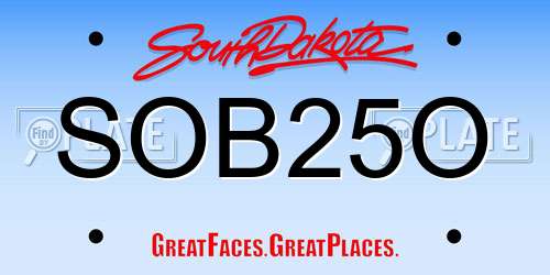 SOB25O South Dakota License Plate