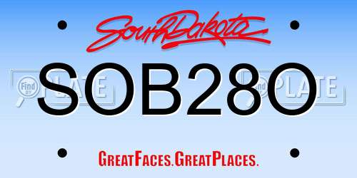 SOB28O South Dakota License Plate