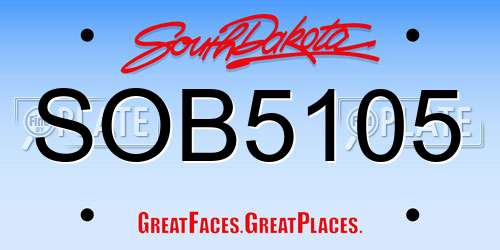 SOB5105 South Dakota License Plate