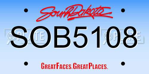 SOB5108 South Dakota License Plate