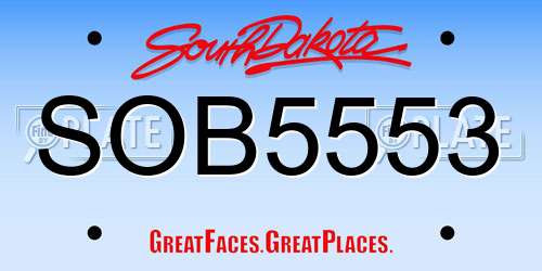 SOB5553 South Dakota License Plate