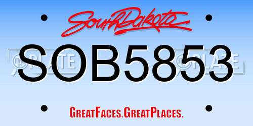 SOB5853 South Dakota License Plate