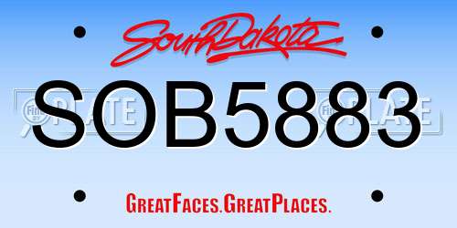 SOB5883 South Dakota License Plate