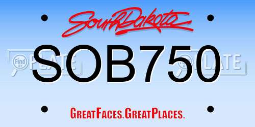SOB750 South Dakota License Plate