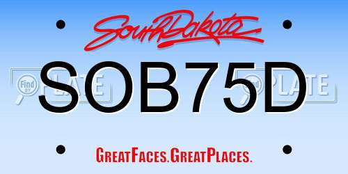 SOB75D South Dakota License Plate
