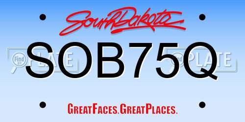 SOB75Q South Dakota License Plate