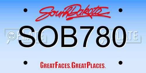SOB780 South Dakota License Plate