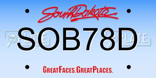 SOB78D South Dakota License Plate