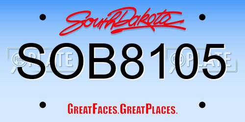 SOB8105 South Dakota License Plate