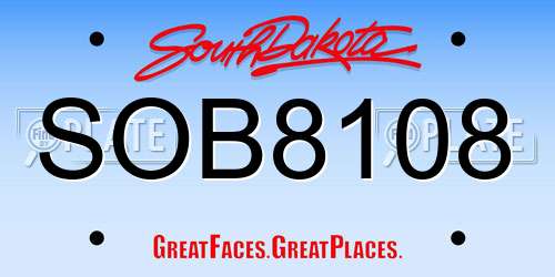 SOB8108 South Dakota License Plate