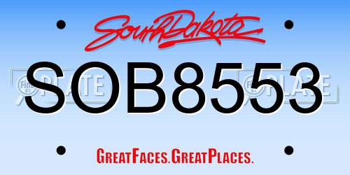 SOB8553 South Dakota License Plate