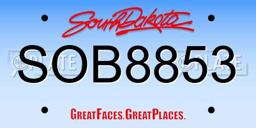 SOB8853 South Dakota License Plate