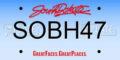 SOBH47 South Dakota License Plate