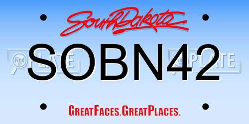 SOBN42 South Dakota License Plate