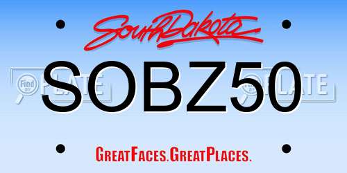 SOBZ50 South Dakota License Plate