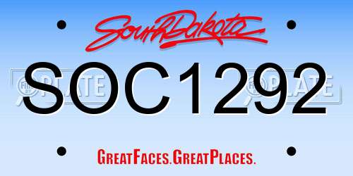SOC1292 South Dakota License Plate