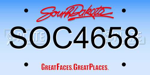 SOC4658 South Dakota License Plate