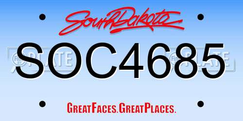 SOC4685 South Dakota License Plate