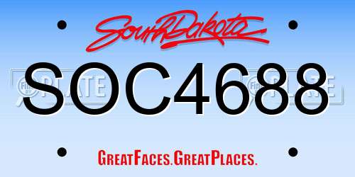 SOC4688 South Dakota License Plate