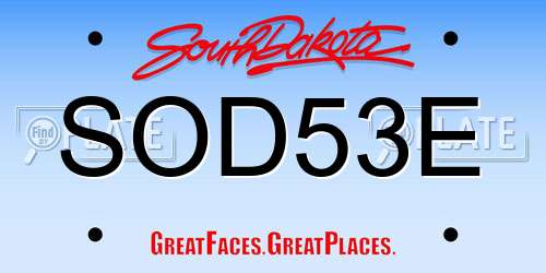 SOD53E South Dakota License Plate