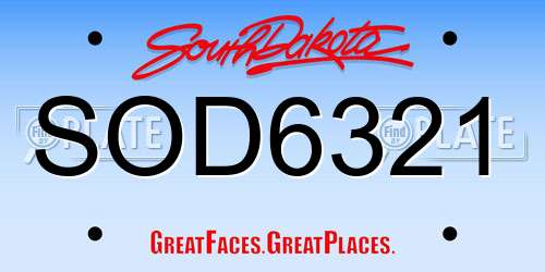 SOD6321 South Dakota License Plate
