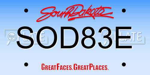 SOD83E South Dakota License Plate
