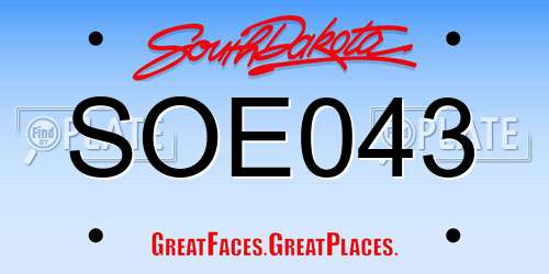 SOE043 South Dakota License Plate