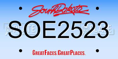 SOE2523 South Dakota License Plate