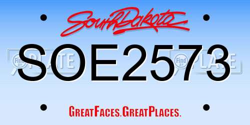 SOE2573 South Dakota License Plate